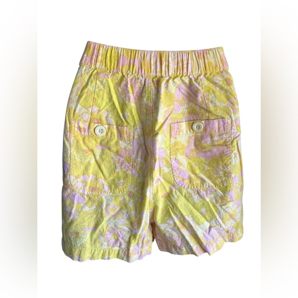 Free People palo duro relaxed fit in Yellow & Pink retro Floral Bermuda’s sz XS - Picture 9 of 9